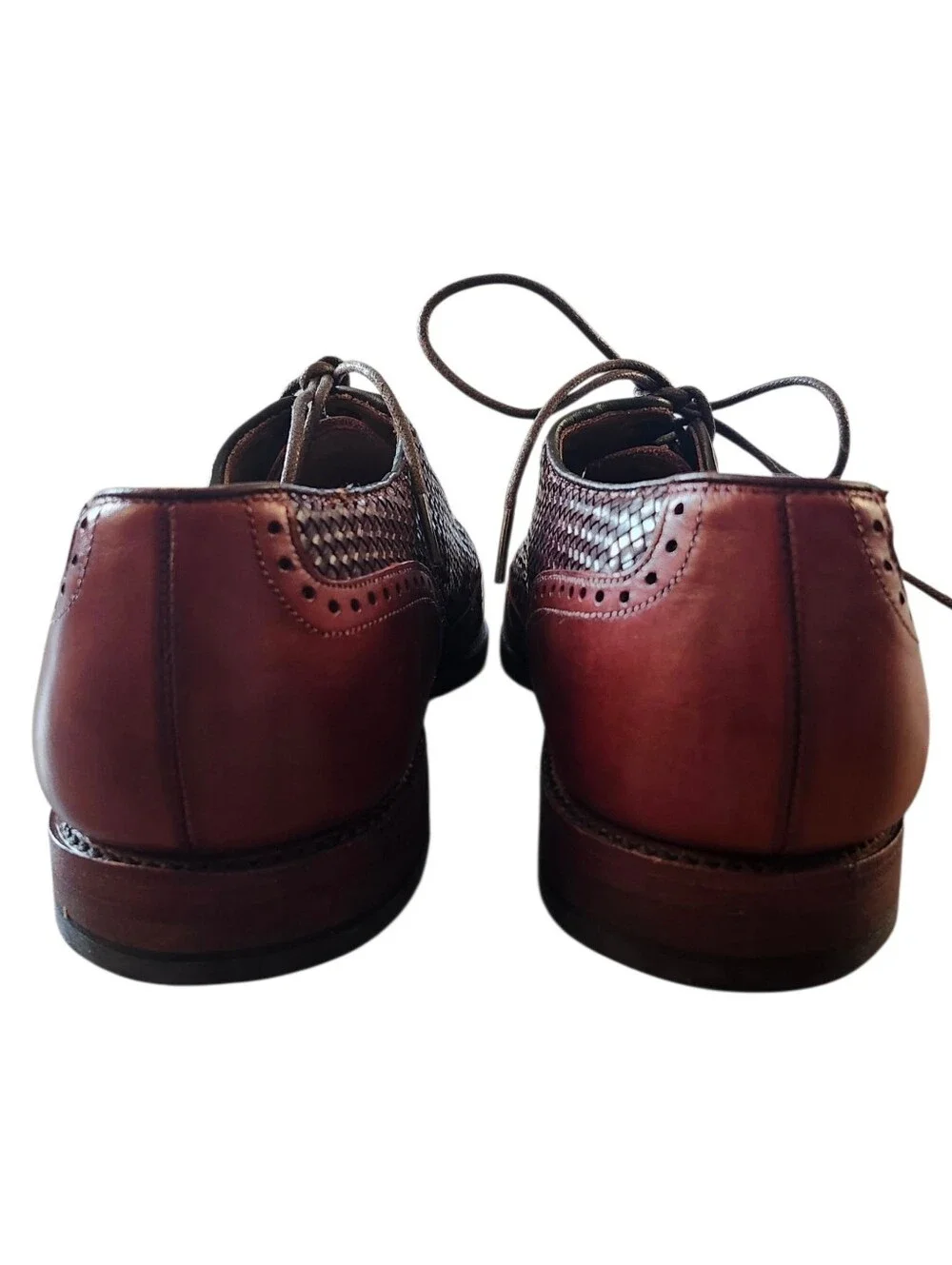 Vintage Allen Edmonds Hampstead 1968 Woven Leather Wingtip Oxfords Men's 10.5 D